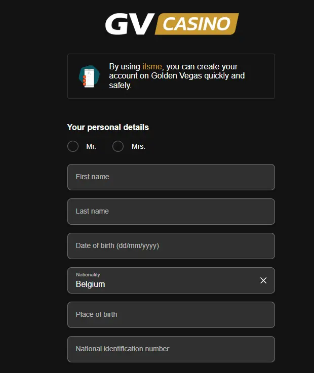 Étapes pour s'inscrire sur GOLDENVEGAS CASINO